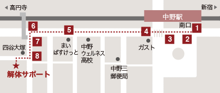塗り替えサポート　アクセス　JR中央線 「中野駅」 より徒歩5分